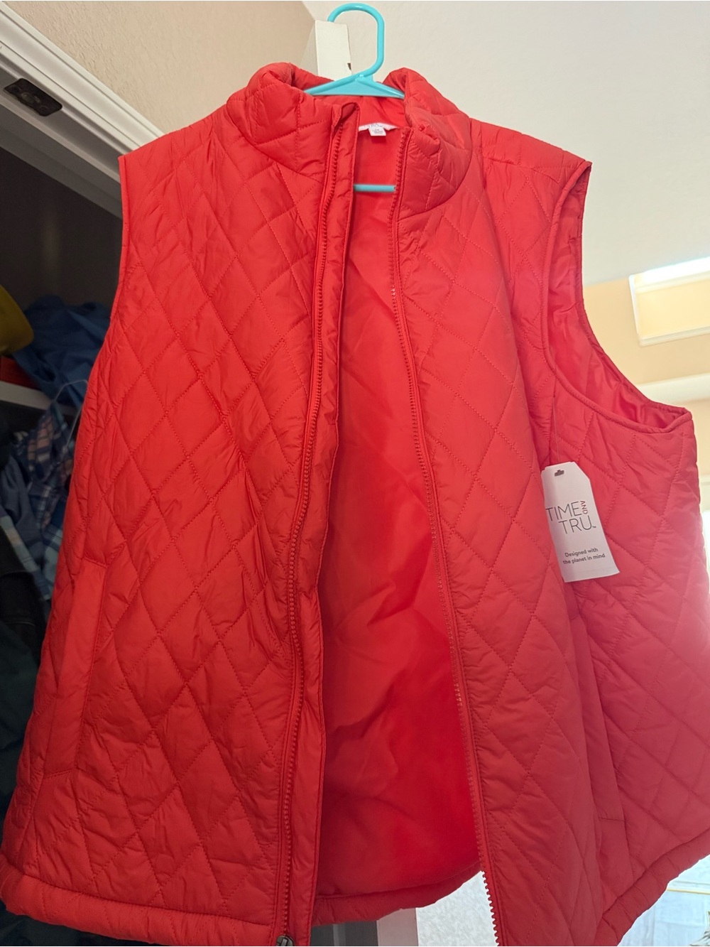 Time and Tru Quilted Orange Puffer Vest